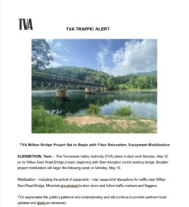TVA starts work on Wilber Dam Road Project
