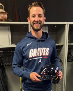 Braves’ Eli White has batting helmet from Speedway Classic headed to the Baseball Hall